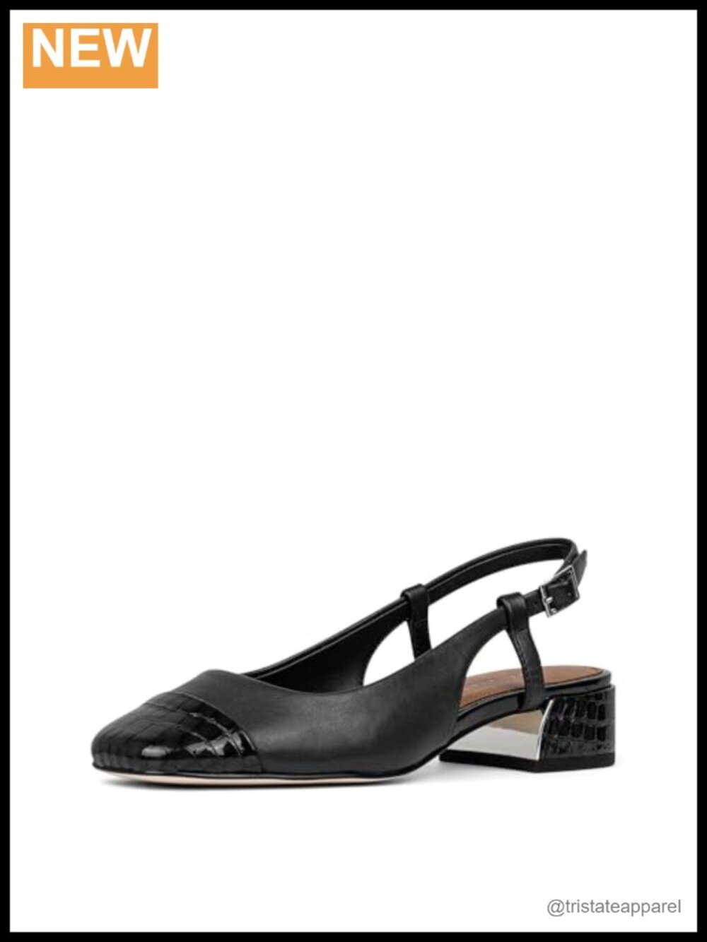 Suede Slingback Block Heel Pump Cap Toe Cushioned Business Casual